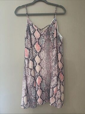 Peach love California boutique large Snake Print tank Dress Pink purple Taupe